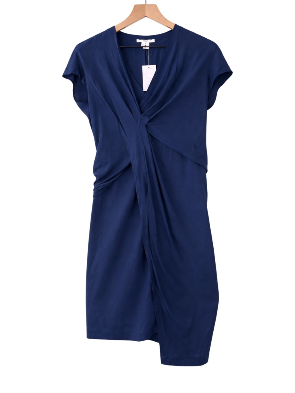 Helmut‎ Lang Draped Tuck Dress Size 0 Navy Etch Minimalist NWT